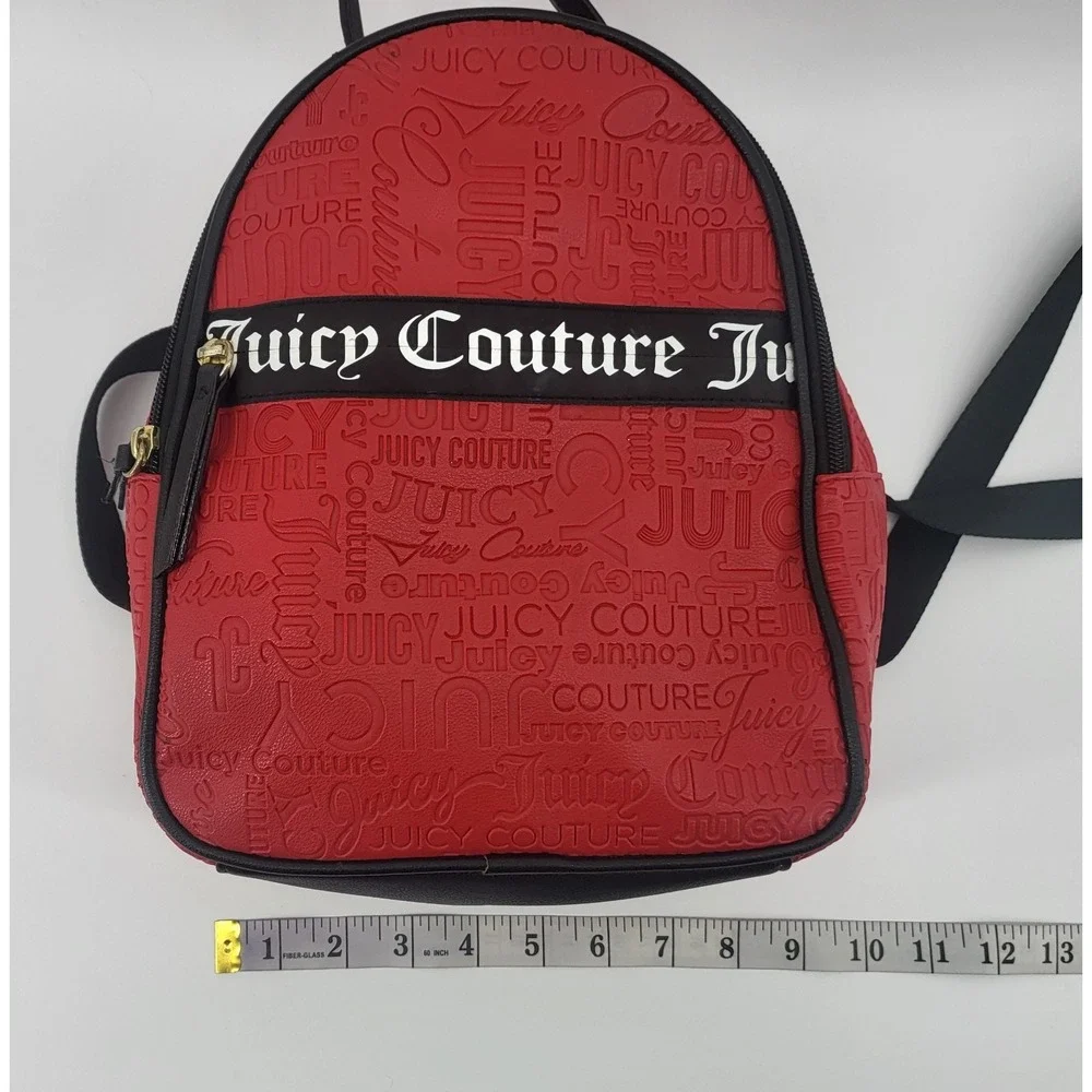 Juicy Couture Red Backpack Ours Zips Say It All‎ Back Pack Travel Bag Purse